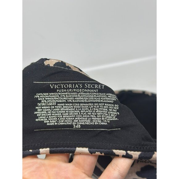 Victoria’s Secret Push-Up Bra – Leopard Print Black & Beige, Size 34B - Picture 5 of 6